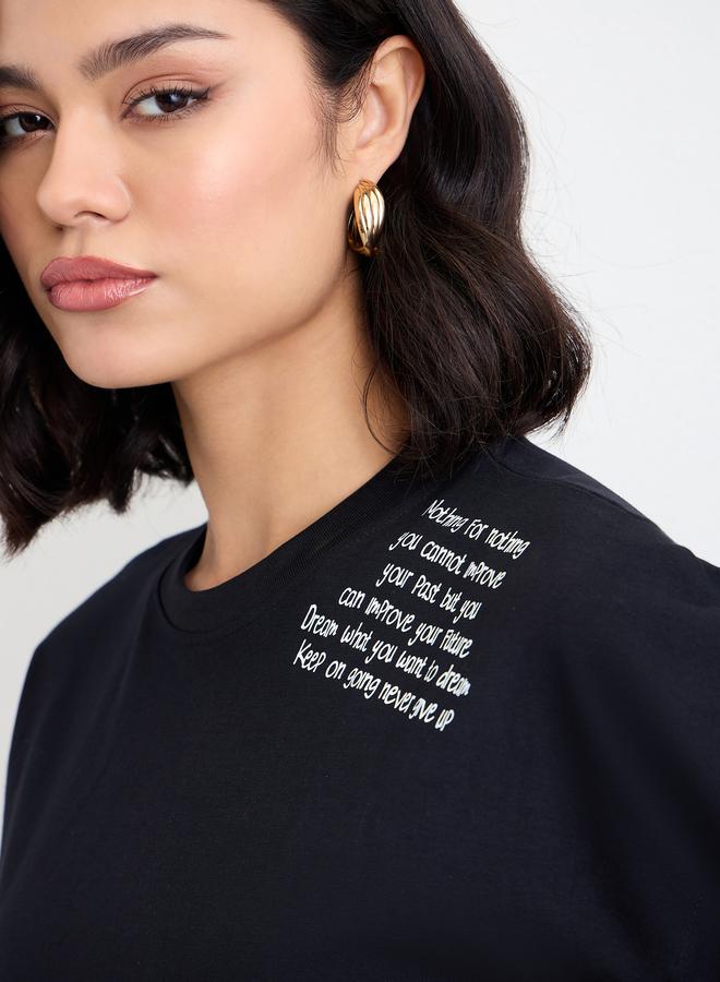 Styli Slogan Print Oversized T-Shirt - Image 3